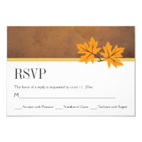 Orange maple leaves on brown paper RSVP wedding 3.5x5 Paper Invitation Card