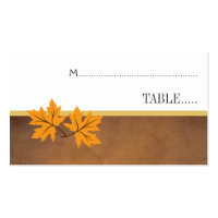 Orange maple leaves on brown wedding escort card Double-Sided standard business cards (Pack of 100)