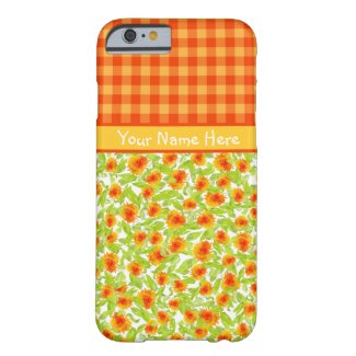 Orange Marigolds and Check Gingham iPhone 6 Case
