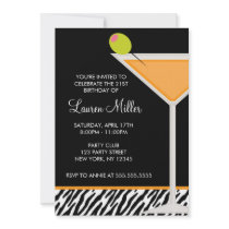 Orange Martini and Zebra Pattern Invitation