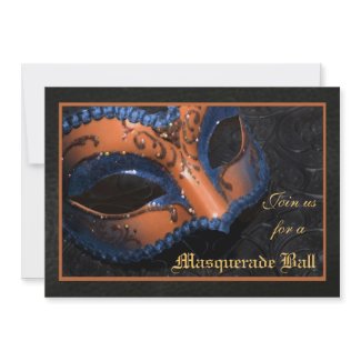 Orange Mask Masquerade Ball Halloween Invitation invitation