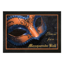Orange Mask Masquerade Ball Halloween Invitation