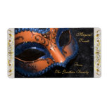Orange Masquerade Mask  Halloween Baking Label