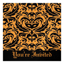 Orange Masquerade Mask Halloween Black Invitation