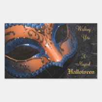 Orange Masquerade Mask Halloween Party Stickers