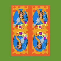 Orange Mermaid and Merfaery Bookmarks postcards