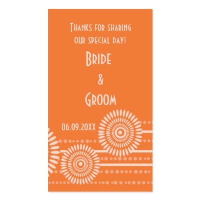 Orange Modern Wedding Favor Gift Tags Thank You Business Card Templates by