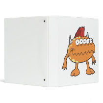 orange mohawk monster many eyes 3 ring binder
