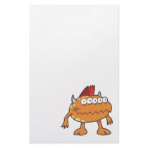 orange mohawk monster many eyes personalized stationery