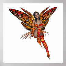 Orange Monarch Butterfly 3D Pixie - Fairy 1 Posters