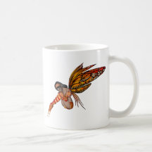 Orange Monarch Butterfly 3D Pixie - Fairy 2 Coffee Mugs