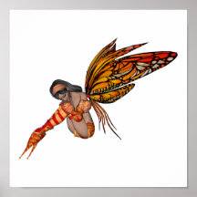 Orange Monarch Butterfly 3D Pixie - Fairy 2 Poster