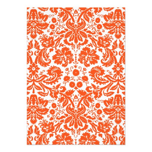 Orange Monogram Damask Bridal Shower Invitations