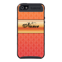 Orange Monogram Damask  Iphone 5 Case