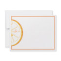 Orange Monogram Flat Note Card invitation