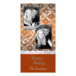 Orange Monogram Lace Holiday Ribbon Photo Card