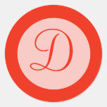 orange monogram round stickers