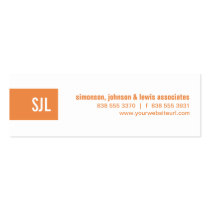 Orange Monogram Strip business cards