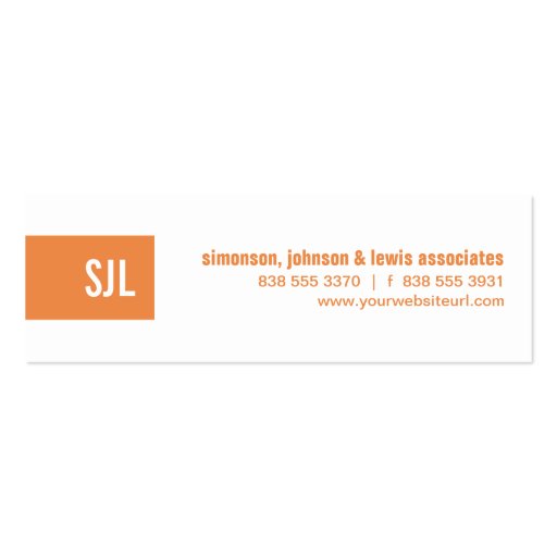 Orange Monogram Strip Business Card Template (front side)