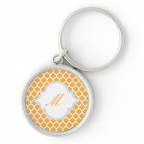 Orange Moroccan Pattern with Monogram Keychains