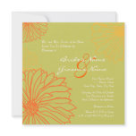 Orange Mum Flowers Wedding Invitation