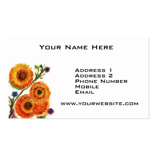 Orange Mums Business Card (front side)