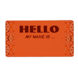 orange name badge shipping label