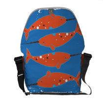 Orange Narwhal Messenger Bag messenger bags