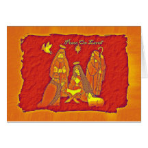 Orange Nativity Scene Greeting Card