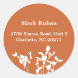 Orange nature leaf plant custom name address label round stickers