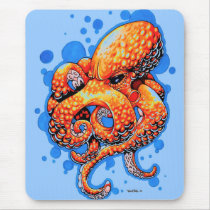 orange octopus - mouse pad