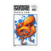 orange octopus stamp