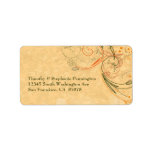 Orange & olive floral swirls wedding address label