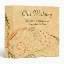 Orange   olive floral swirls wedding avery binder