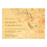 Orange & olive floral swirls wedding invitation