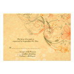 Orange & olive floral swirls wedding rsvp reply personalized invitation