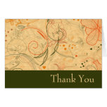 Orange & olive floral swirls wedding thank you cards
