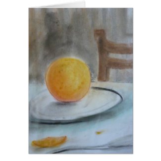 Orange on Plate pastel notecard by Brad Hines