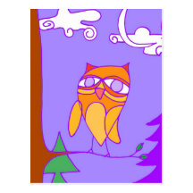 Orange Owl on a Branch Postcards