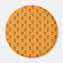 Orange owl pattern refrigerator magnet