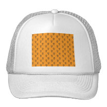 Orange owl pattern trucker hats