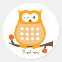 ORANGE OWL Round Favor Sticker | Envelope Seal