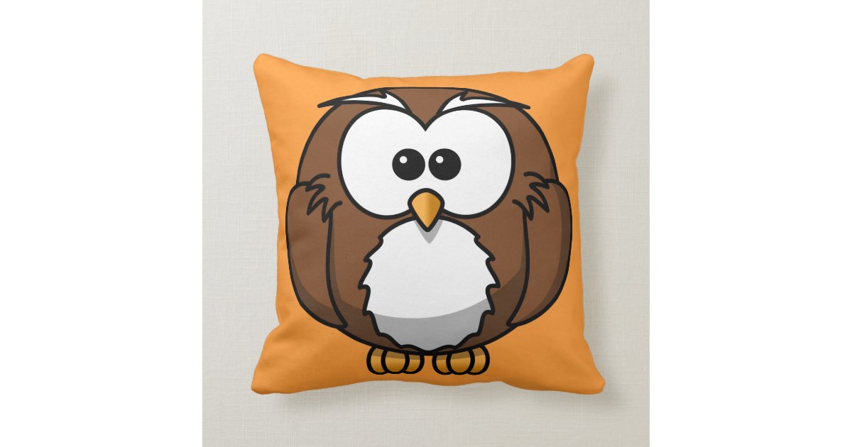 Orange Owl Throw Pillow Zazzle