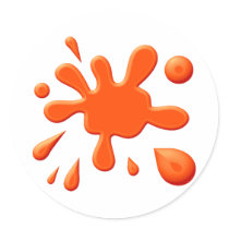 Orange Paint Splodge Round Sticker