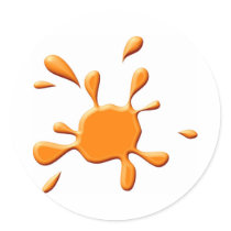 Orange Paint Splodge Round Stickers