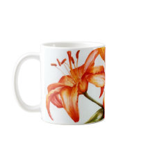 Orange painted fine art lily mug
