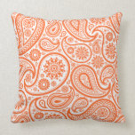 Orange Paisley Flora Pattern Pillow