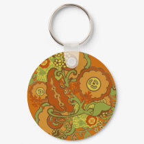 Orange Paisley keychains
