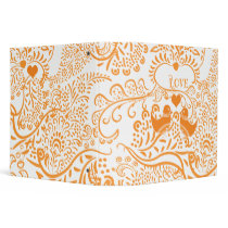 Orange Paisley Love Birds Binder