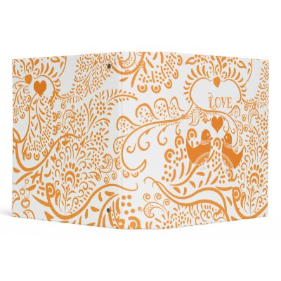 Orange Paisley Love Birds Binder